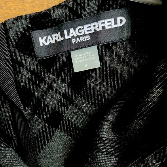 KARL LAGERFELD PARIS Velvet-Trimmed Plaid Dress - Picture 8 of 8